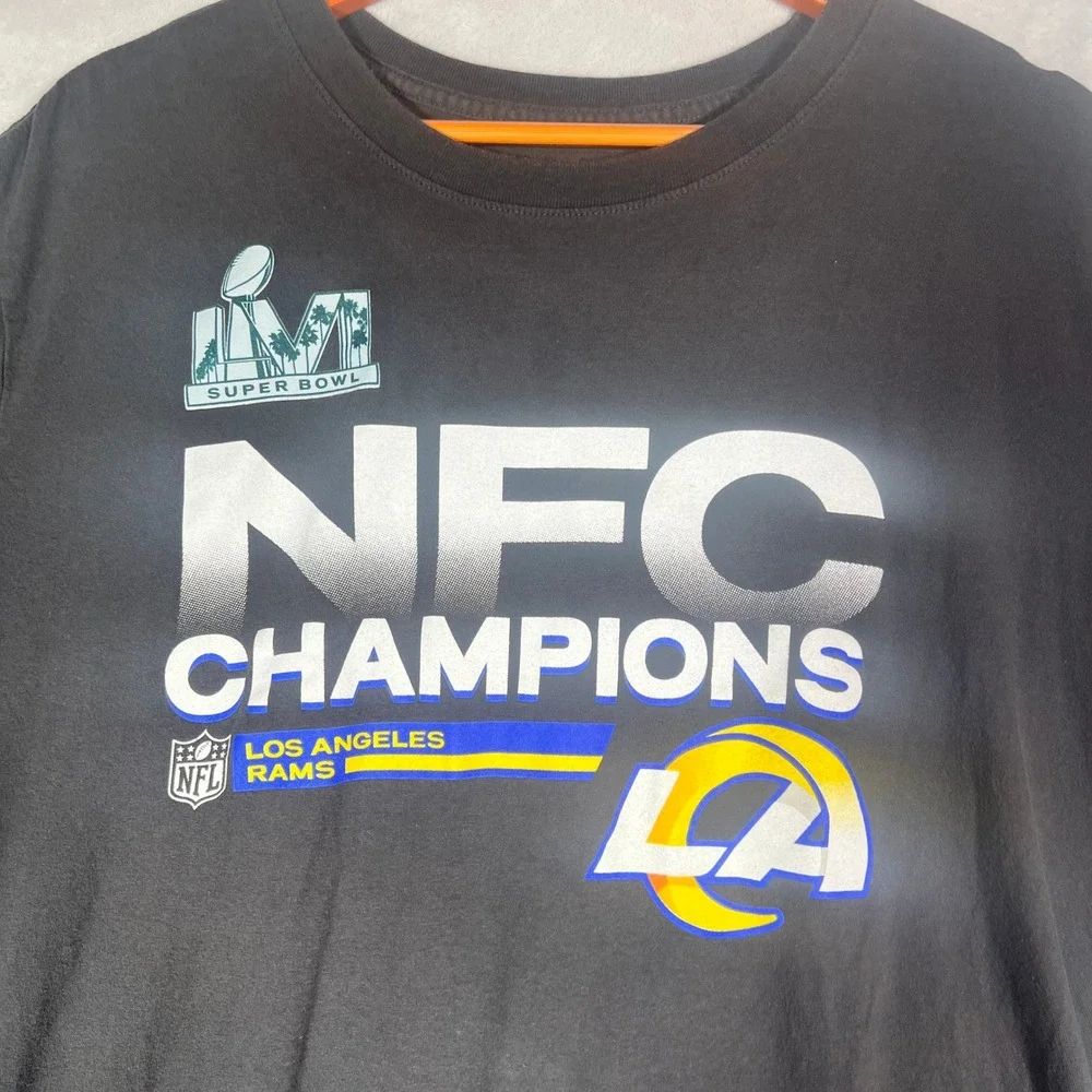 Nike T-Shirt Men XXL Gray Los Angeles Rams NFC Champions Super Bowl Short Sleeve